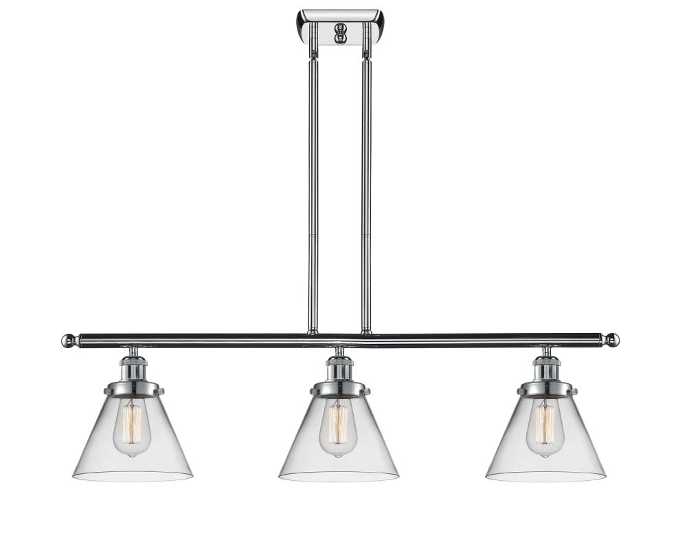 Cone - 3 Light - 36 inch - Polished Chrome - Stem Hung - Island Light