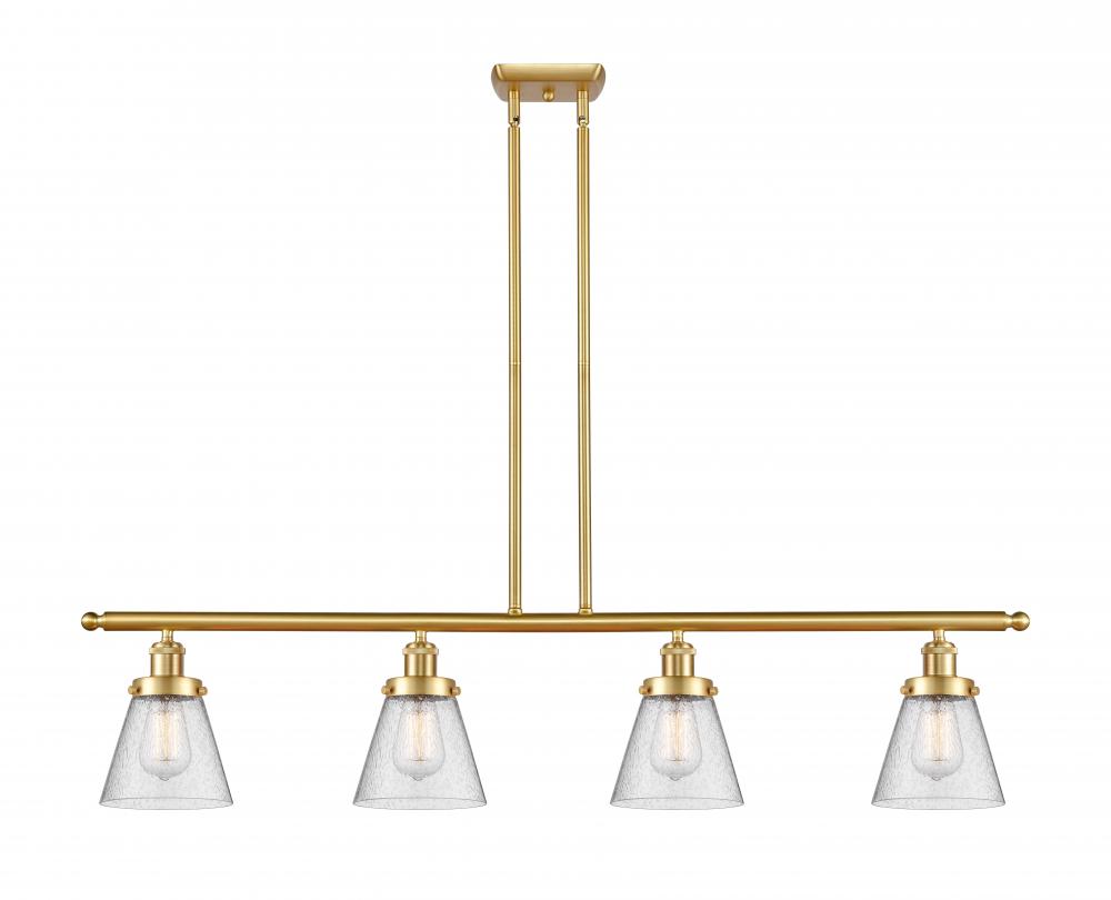 Cone - 4 Light - 48 inch - Satin Gold - Stem Hung - Island Light