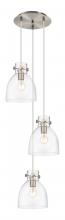 Innovations Lighting 113-410-1PS-SN-G412-8CL - Newton Bell - 3 Light - 16 inch - Brushed Satin Nickel - Multi Pendant