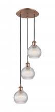 Innovations Lighting 113B-3P-AC-G122C-6CL - Athens - 3 Light - 12 inch - Antique Copper - Cord Hung - Multi Pendant