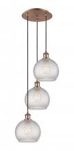 Innovations Lighting 113B-3P-AC-G122C-8CL - Athens - 3 Light - 15 inch - Antique Copper - Cord Hung - Multi Pendant