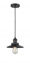 Innovations Lighting 201C-BK-M6 - Railroad - 1 Light - 8 inch - Matte Black - Cord hung - Mini Pendant