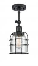 Innovations Lighting 201F-BK-G52-CE - Bell Cage - 1 Light - 6 inch - Matte Black - Adjustable Semi-Flush Mount