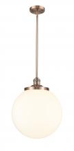 Innovations Lighting 201S-AC-G201-14-LED - Beacon - 1 Light - 14 inch - Antique Copper - Stem Hung - Pendant