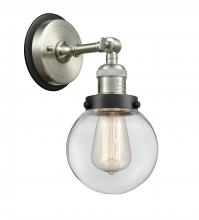 Innovations Lighting 203SN-BPBK-HRBK-G202-6 - Beacon - 1 Light - 6 inch - Brushed Satin Nickel - Sconce