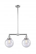 Innovations Lighting 209-PC-G204-8-LED - Beacon - 2 Light - 25 inch - Polished Chrome - Stem Hung - Adjustable Island Light