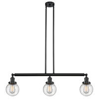 Innovations Lighting 213-BK-G204-6 - Beacon - 3 Light - 39 inch - Matte Black - Stem Hung - Adjustable Island Light