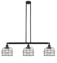 Innovations Lighting 213-BK-G74-CE - Bell Cage - 3 Light - 42 inch - Matte Black - Stem Hung - Adjustable Island Light