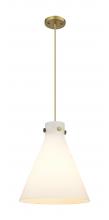 Innovations Lighting 410-1PL-BB-G411-14WH - Newton Cone - 1 Light - 14 inch - Brushed Brass - Cord hung - Pendant