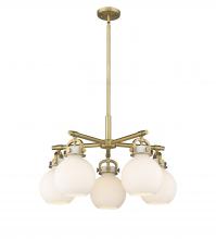 Innovations Lighting 410-5CR-BB-G410-7WH - Newton Sphere - 5 Light - 26 inch - Brushed Brass - Chandelier