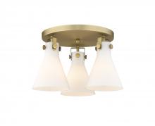 Innovations Lighting 411-3F-BB-G411-7WH - Newton Cone - 3 Light - 18 inch - Brushed Brass - Flush Mount