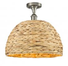 Innovations Lighting 516-1C-SN-RBD-16-NAT - Woven Rattan - 1 Light - 16 inch - Satin Nickel - Semi-Flush Mount