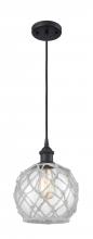 Innovations Lighting 516-1P-BK-G122-8RW - Farmhouse Rope - 1 Light - 8 inch - Matte Black - Cord hung - Mini Pendant
