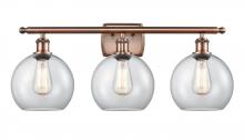 Innovations Lighting 516-3W-AC-G122C-8CL - Athens - 3 Light - 28 inch - Antique Copper - Bath Vanity Light