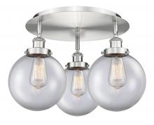 Innovations Lighting 916-3C-SN-G202-8 - Whitney - 3 Light - 20 inch - Satin Nickel - Flush Mount