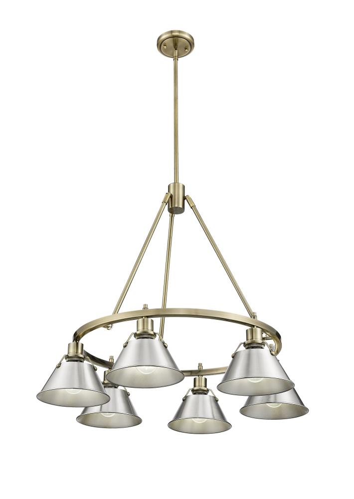 Orwell 6-Light Chandelier in Aged Brass with Pewter