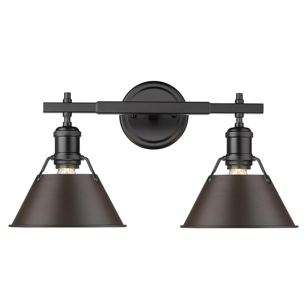 Orwell 2-Light Vanity Light in Matte Black with Rubbed Bronze