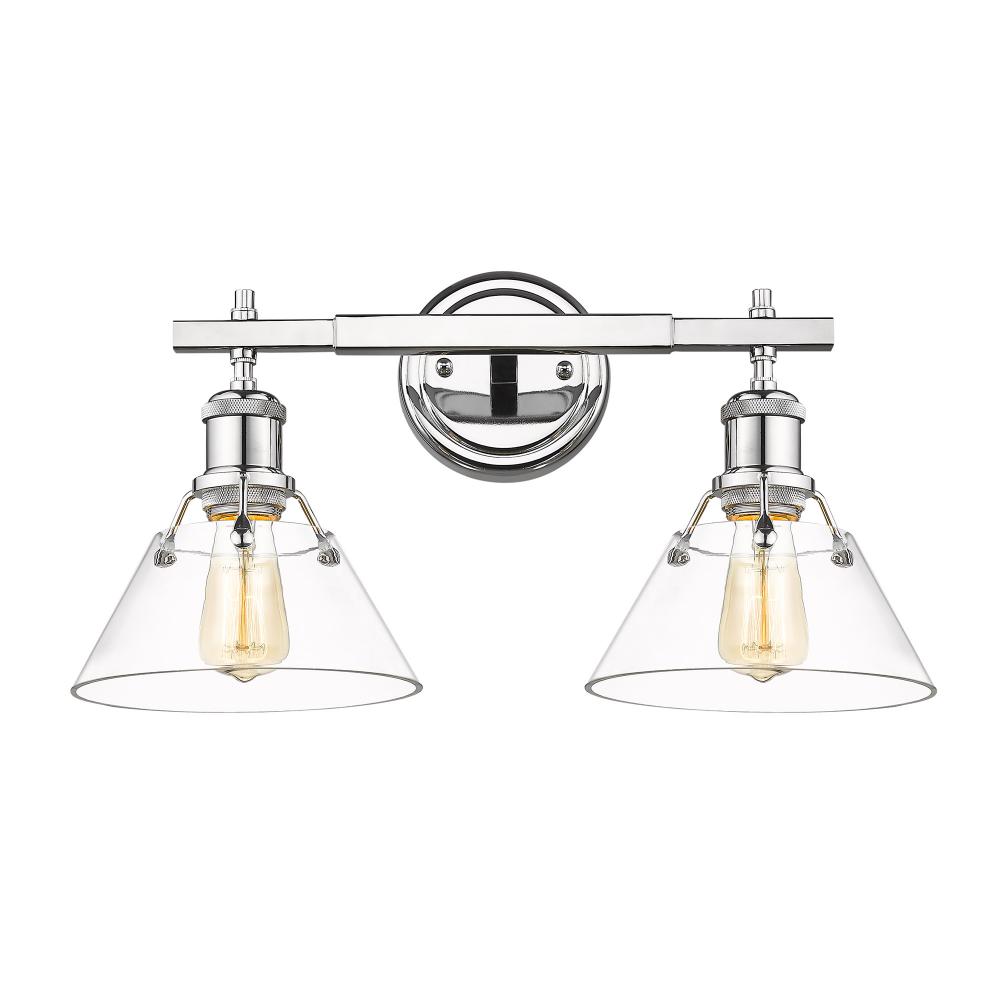 Orwell 2-Light Vanity Light in Chrome with Clear Glass