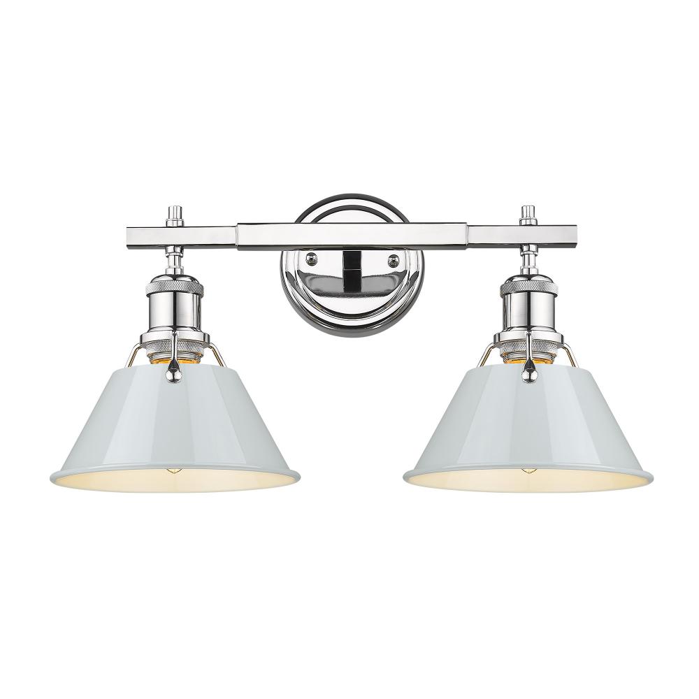 Orwell 2-Light Vanity Light in Chrome with Dusky Blue