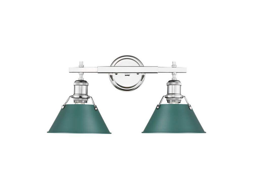 Orwell 2-Light Vanity Light in Chrome with Pine Green