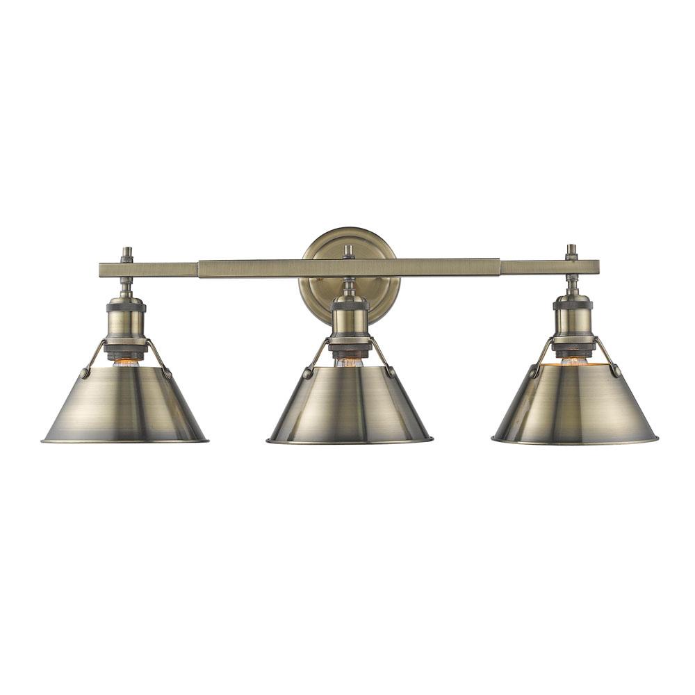 Orwell 3-Light Vanity Light in Aged Brass