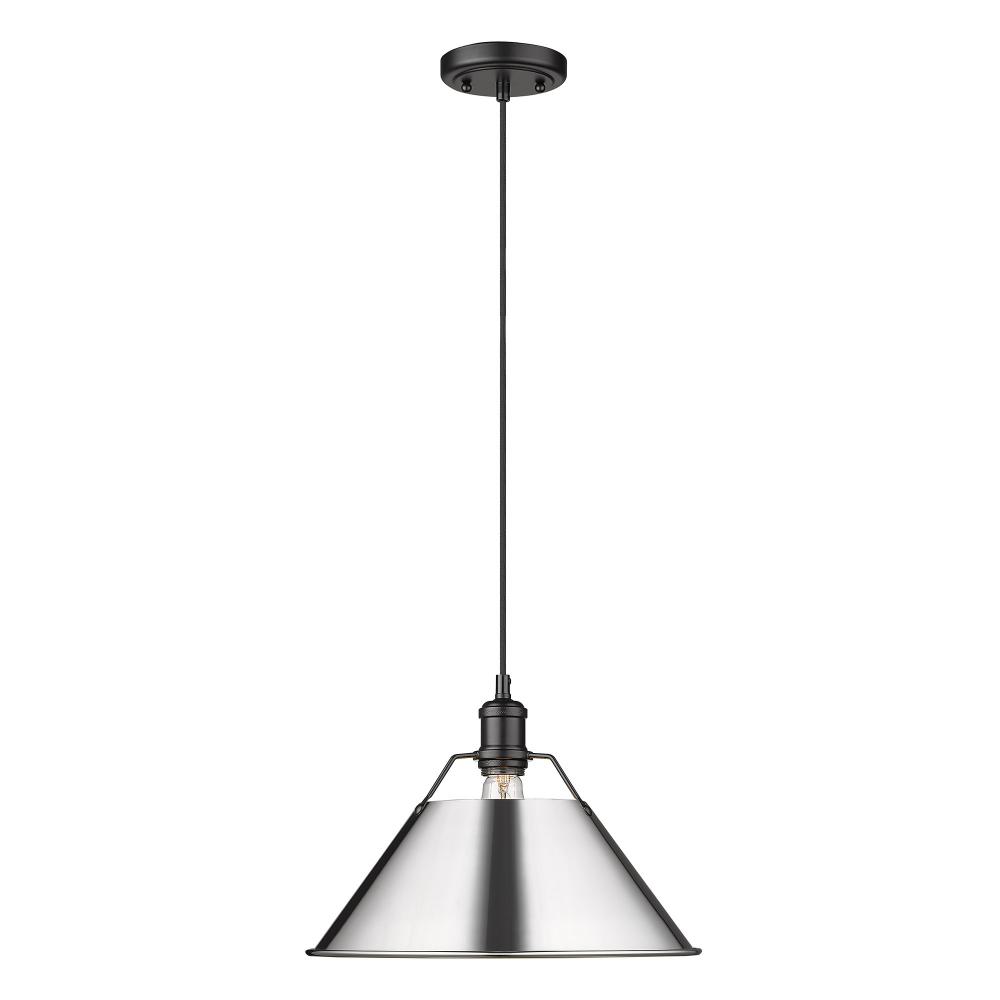 Orwell 14" Wide Large Pendant in Matte Black with Chrome