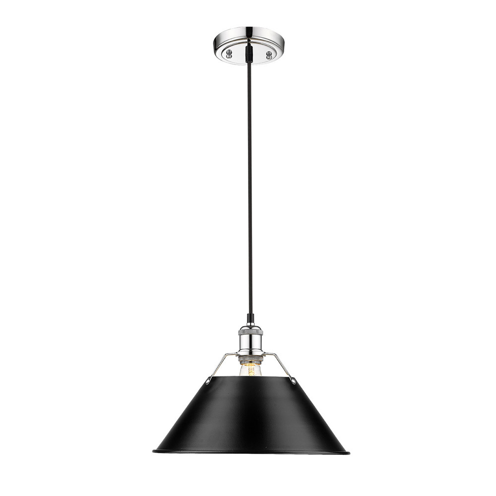 Orwell 14" Wide Large Pendant in Chrome with Matte Black