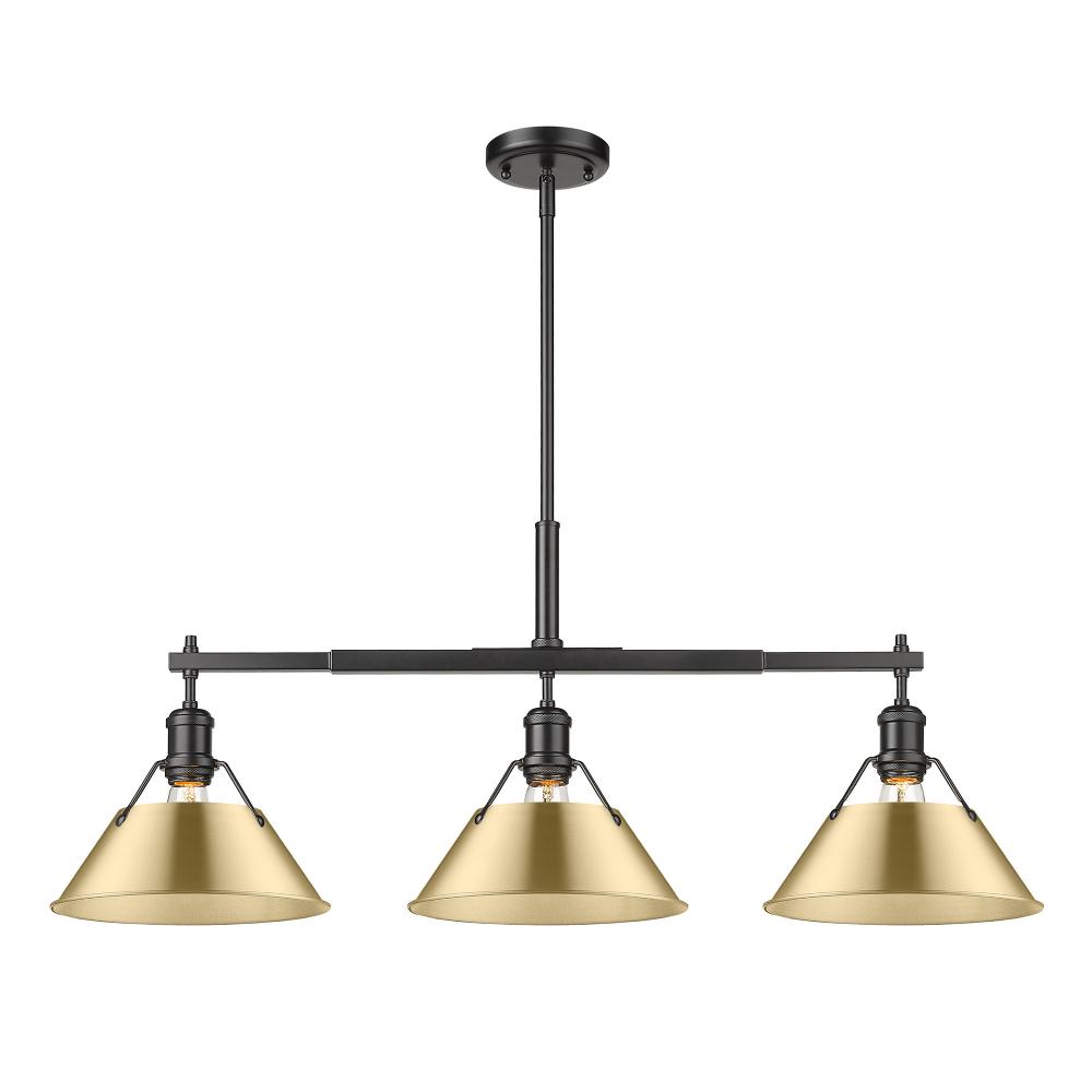 Orwell 3-Light Linear Pendant in Matte Black with Brushed Champagne Bronze