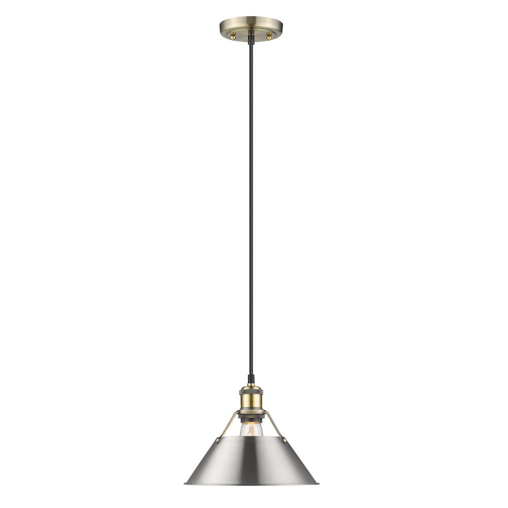 Orwell 10" Wide Medium Pendant in Aged Brass with Pewter