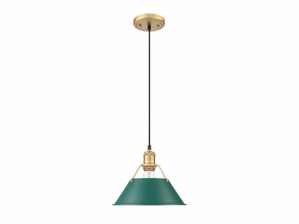 Orwell 10" Wide Medium Pendant in Brushed Champagne Bronze with Pine Green