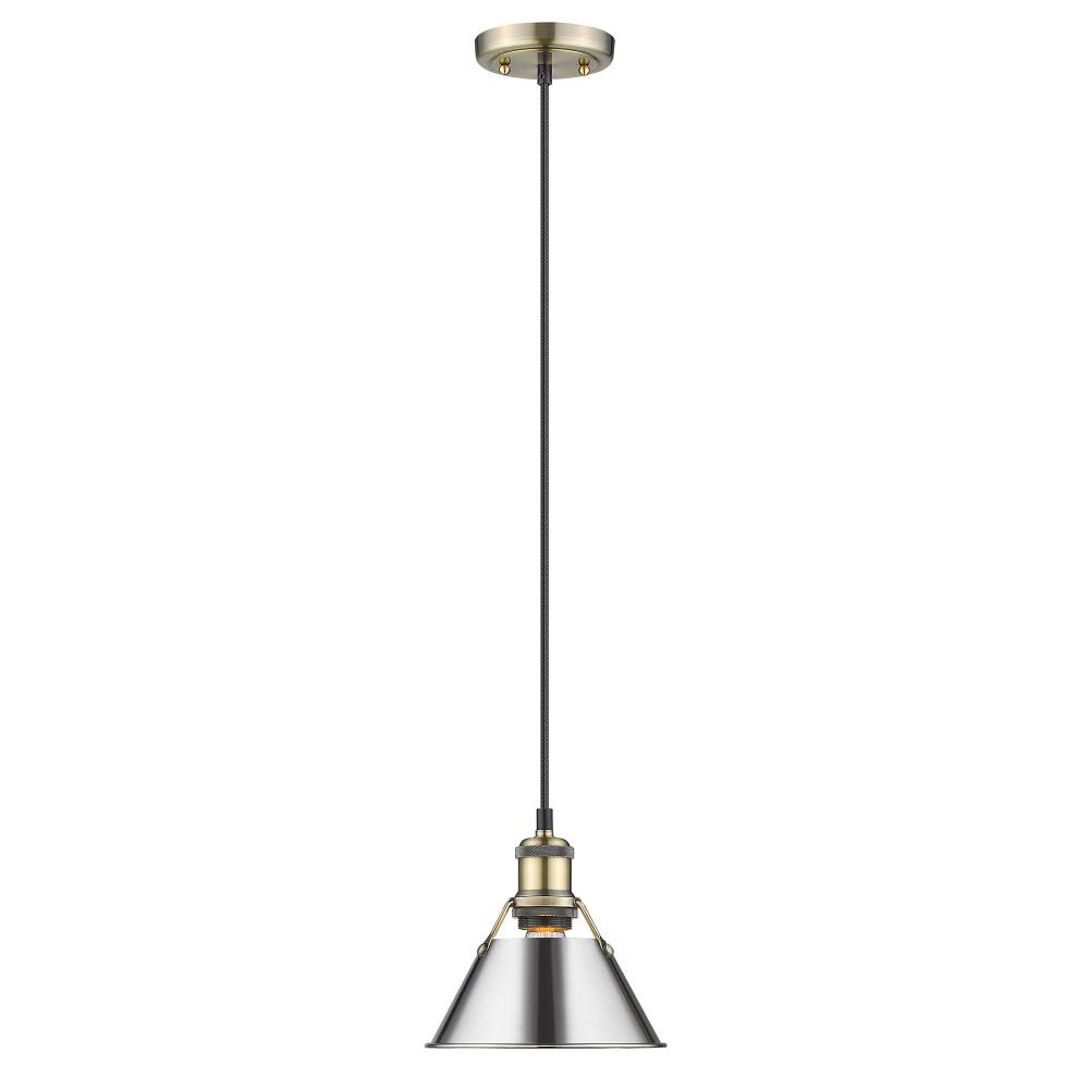 Orwell 7.5" Wide Small Pendant in Aged Brass with Chrome