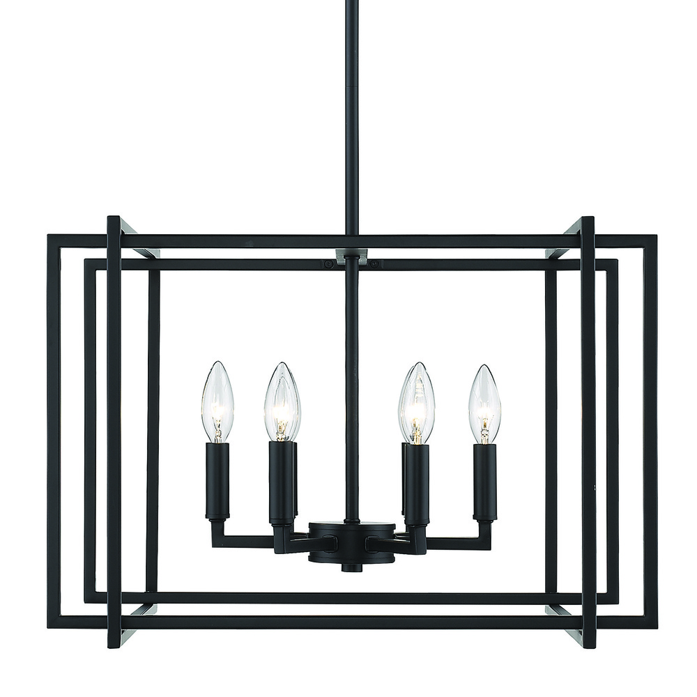 Tribeca 6-Light Chandelier in Matte Black with Matte Black Accents