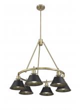 Golden 3306-6 AB-BLK - Orwell 6-Light Chandelier in Aged Brass with Matte Black