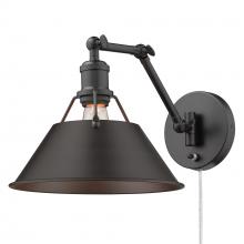 Golden 3306-A1W BLK-RBZ - Orwell Articulating Wall Sconce in Matte Black with Rubbed Bronze