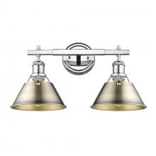 Golden 3306-BA2 CH-AB - Orwell CH 2 Light Bath Vanity in Chrome with Aged Brass shades