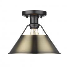 Golden 3306-FM BLK-AB - Orwell 1-Light Flush Mount in Matte Black with Aged Brass