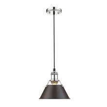 Golden 3306-S CH-RBZ - Orwell 7.5" Wide Small Pendant in Chrome with Rubbed Bronze