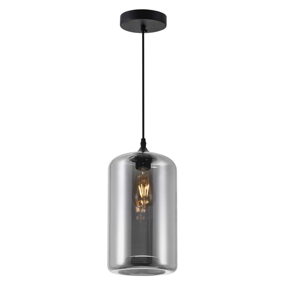 Glass 1 Light Down Mini Pendant With Smoke Finish