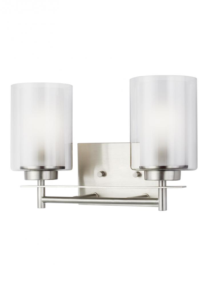 Elmwood Park traditional 2-light LED indoor dimmable bath vanity wall sconce in brushed nickel silve