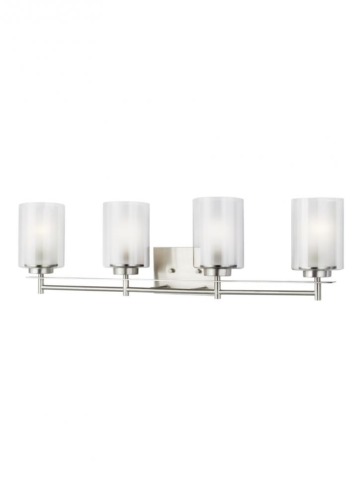 Elmwood Park traditional 4-light LED indoor dimmable bath vanity wall sconce in brushed nickel silve