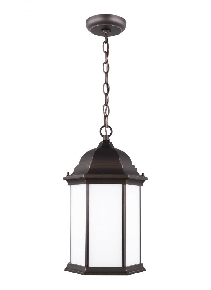 Sevier traditional 1-light LED outdoor exterior ceiling hanging pendant in antique bronze finish wit