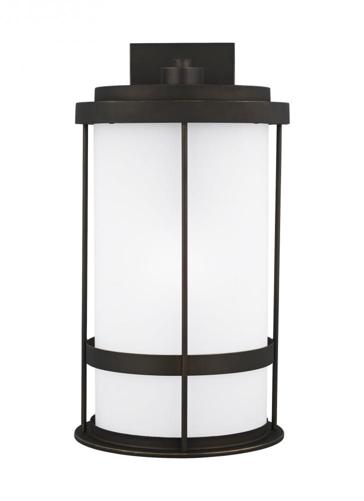 Wilburn modern 1-light LED outdoor exterior extra large wall lantern sconce in antique bronze finish