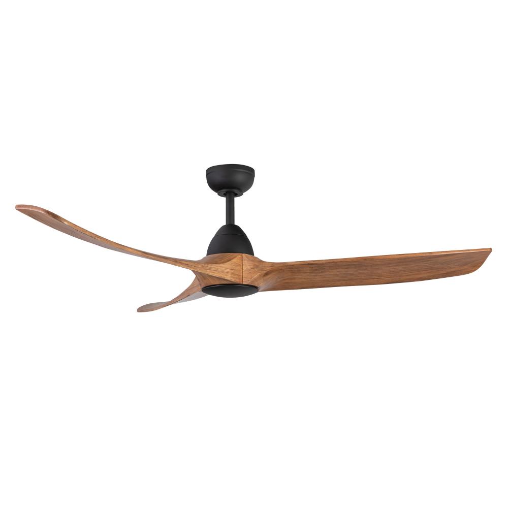 Baylor 60-in Matte Black/Natural Wood LED Ceiling Fan