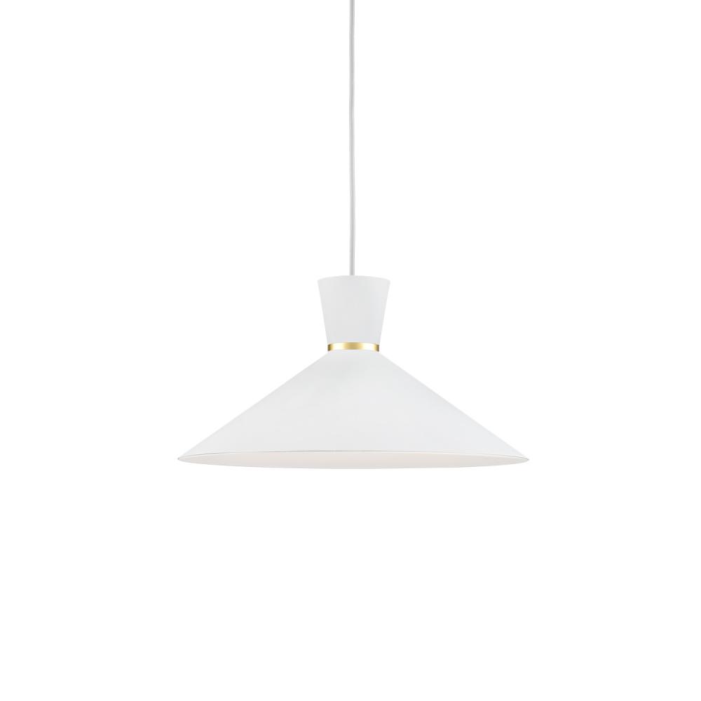 Vanderbilt 16-in White With Gold Detail 1 Light Pendant