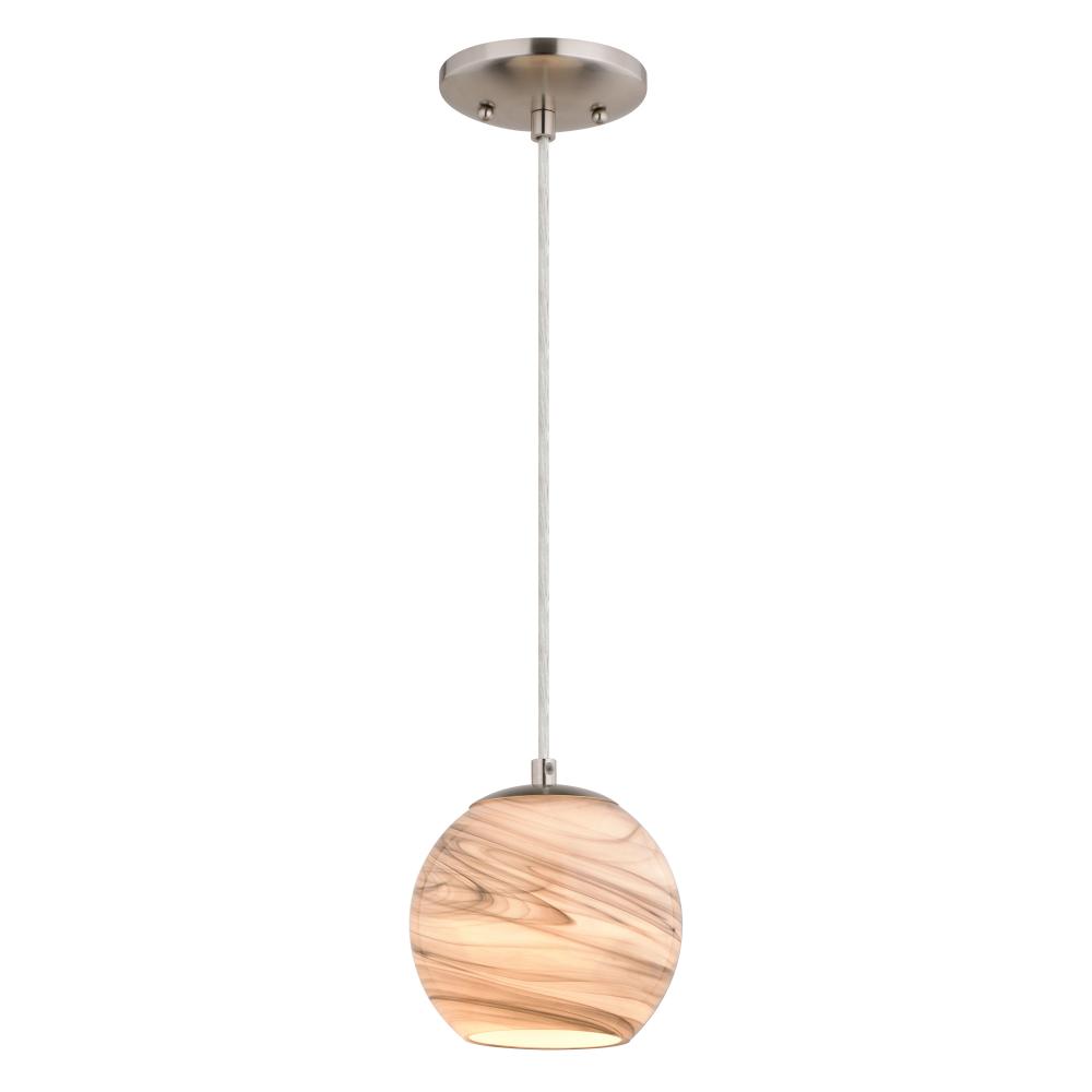 Milano 6.25-in. Mini Pendant Marble Swirl Satin Nickel