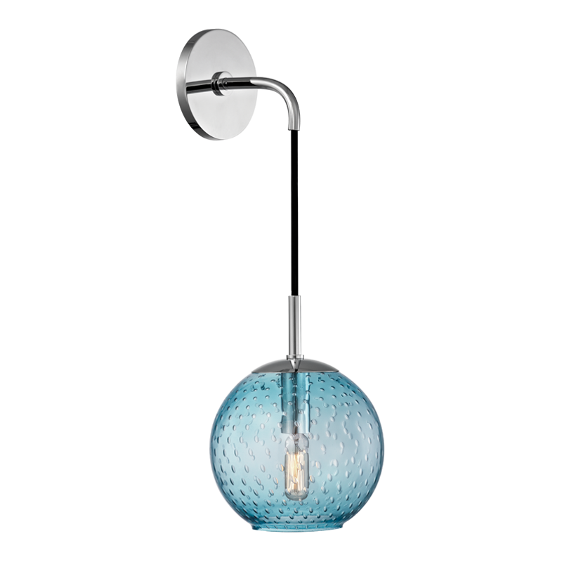 1 LIGHT WALL SCONCE-BLUE GLASS