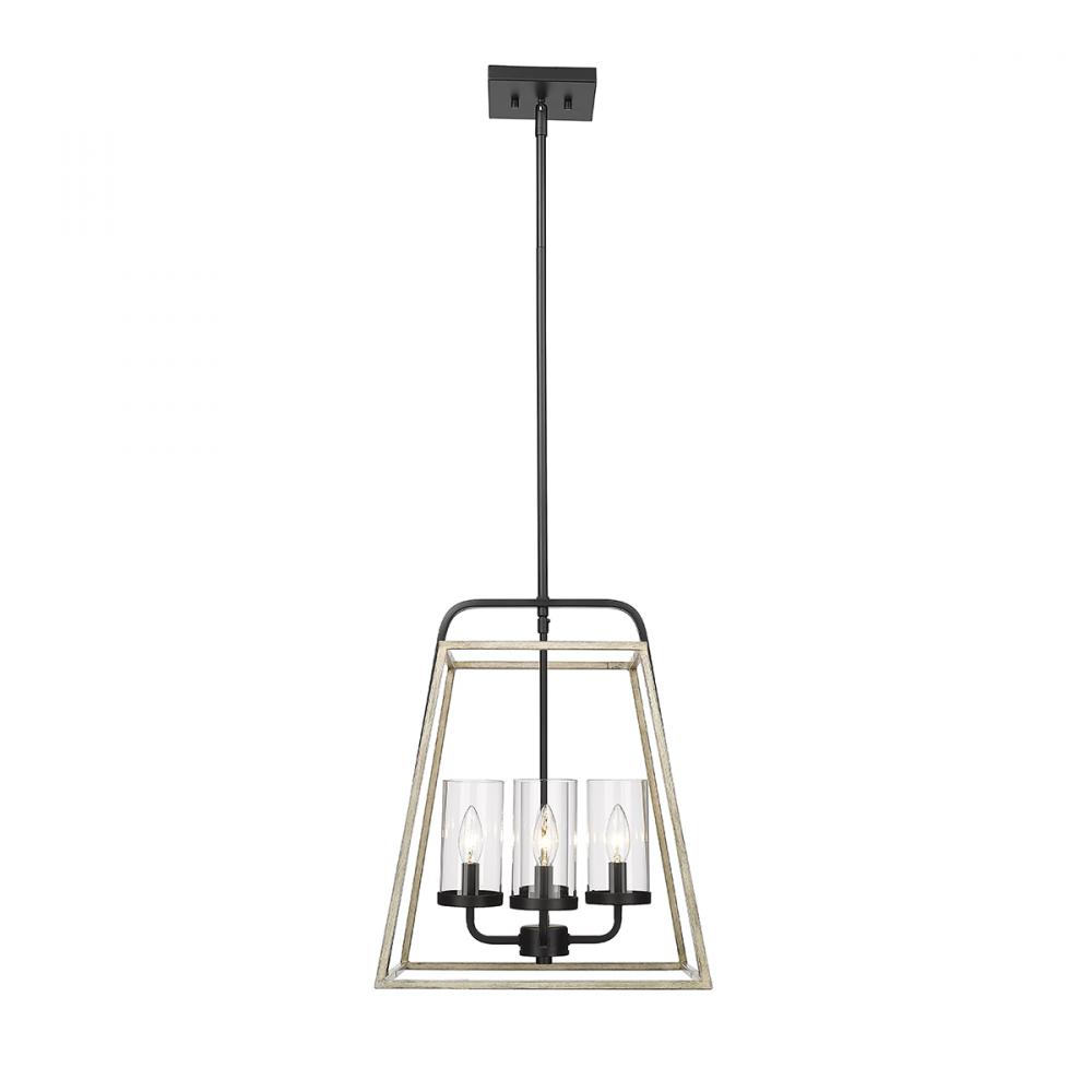 Bonnie 4-Light Pendant light Matte Black Grey Wood