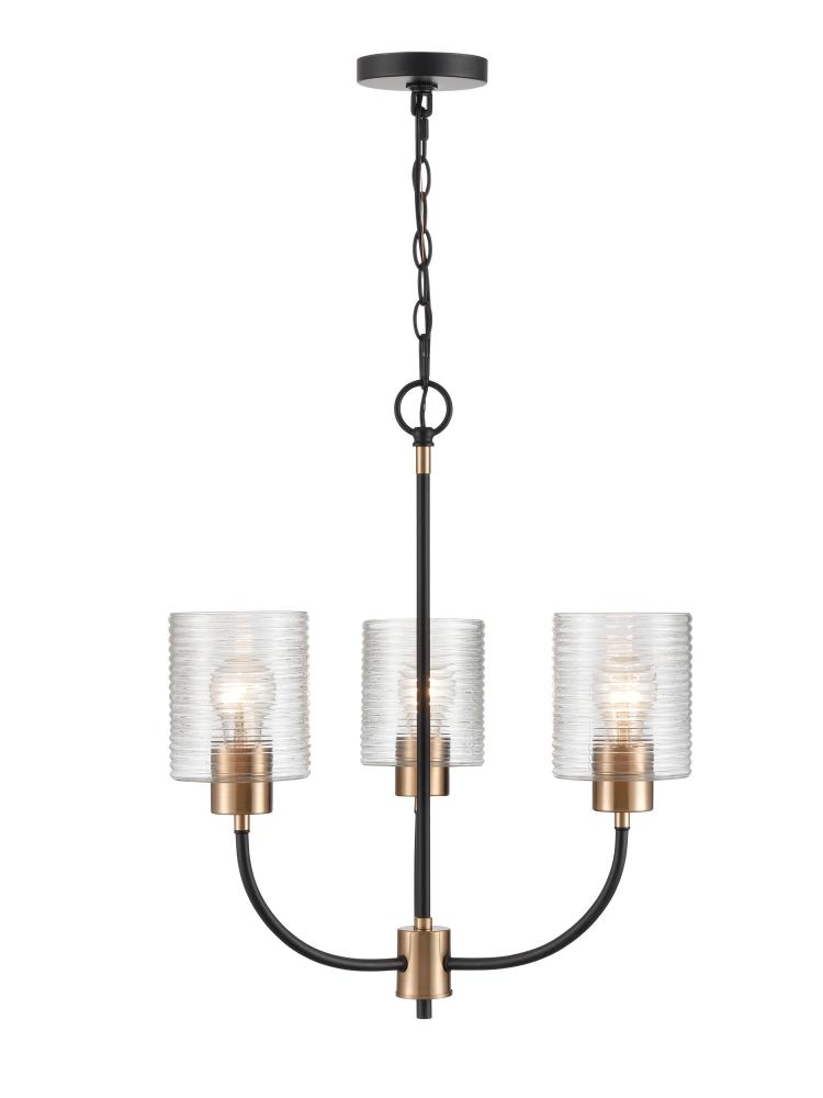 Renitta 3-Light Chandelier Ceiling Light Matte Black Modern Gold