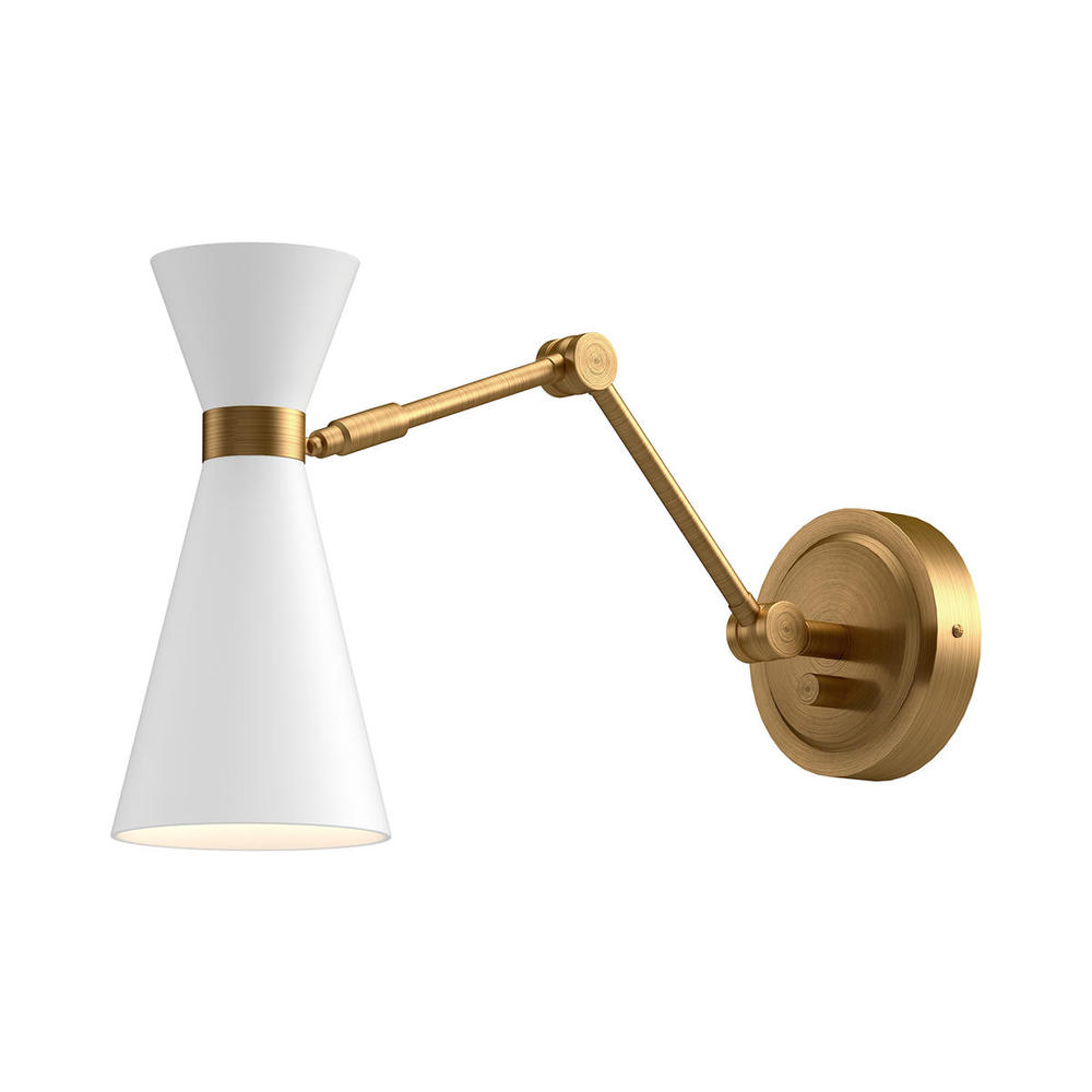 Blake 5-in Aged Gold/White 1 Light Wall/Vanity