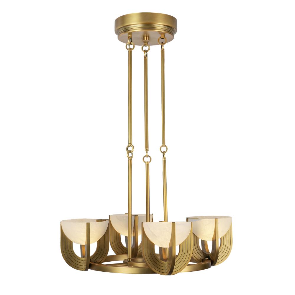 Colette 22-in Vintage Brass/Alabaster LED Chandelier